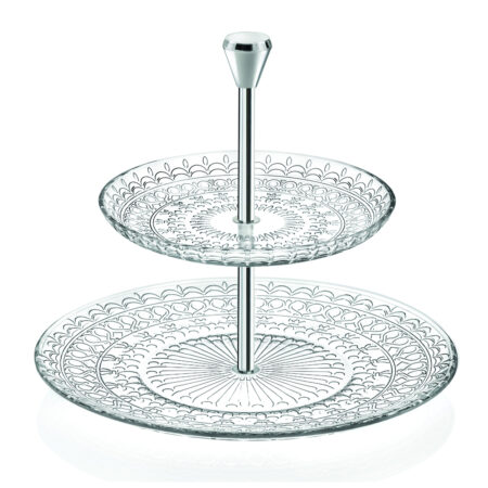 RCR Medici 2 Tiers Crystal Glass Plate Stand