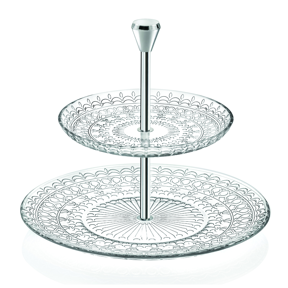 RCR Medici 2 Tiers Crystal Glass Plate Stand