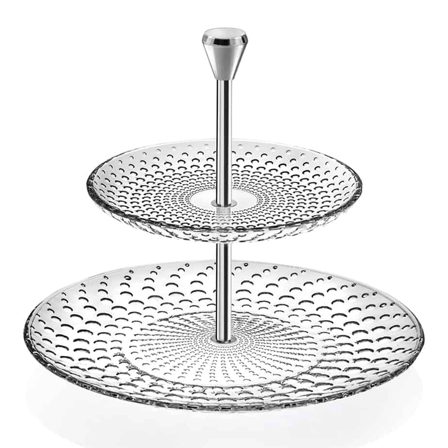 RCR Galassia 2 Tiers Crystal Glass Plate Stand