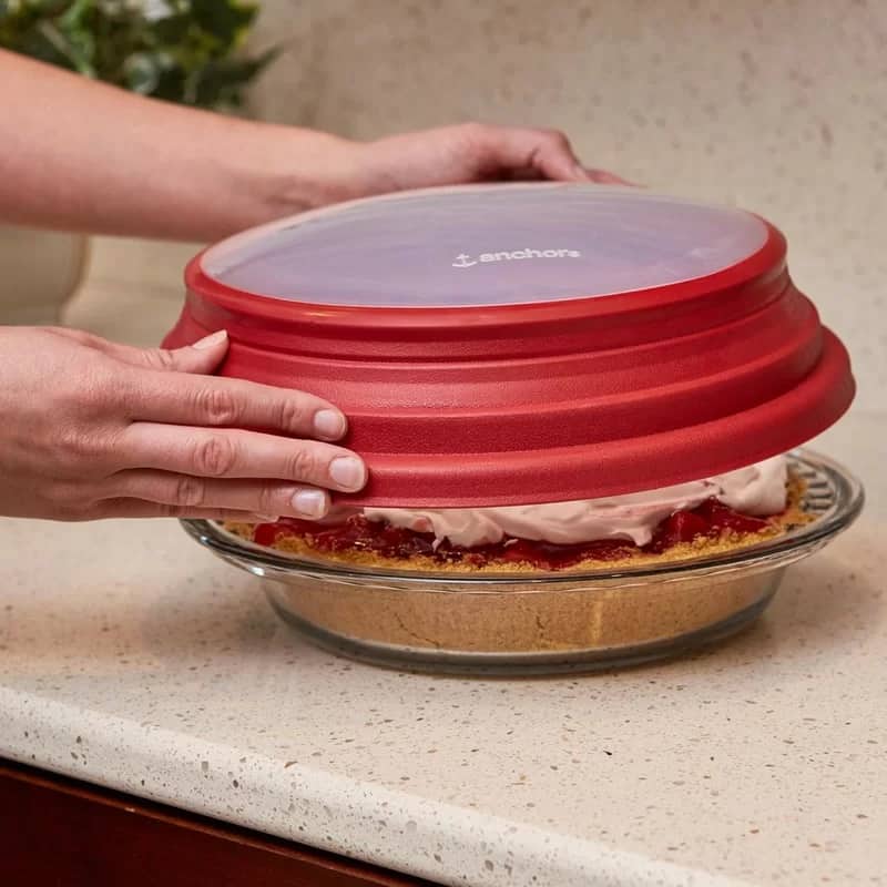 Anchor Hocking Deep Pie Glass Pan Wide Fluted Edge & Expandable Cover24cm - Image 4