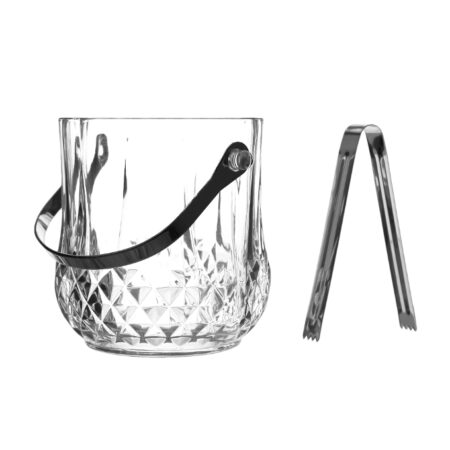 Bee Glass Diamond Glass Ice Bucket With Tong Set of 1