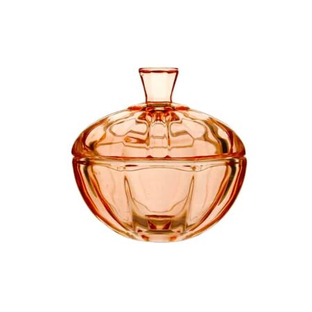 Irena Hamburg Crystal Glass Candy Box 12cm - Salmon Pink