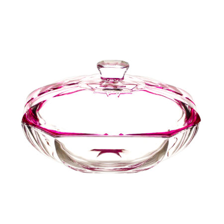 Irena Hamburg Crystal Glass Oval Candy Box 25cm - Pink