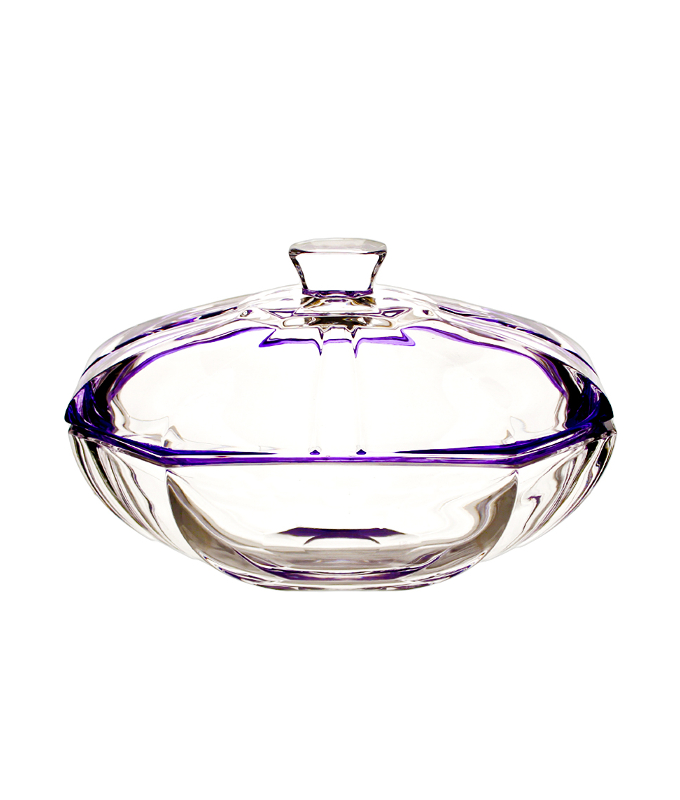 Irena Hamburg Crystal Oval Candy Box 25cm Purple