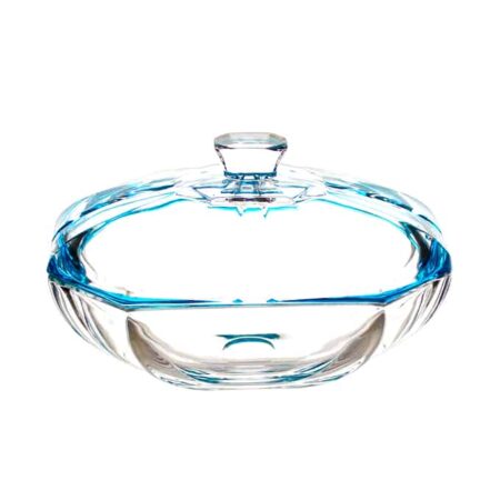 Irena Hamburg Crystal Oval Candy Box 25cm Turquoise