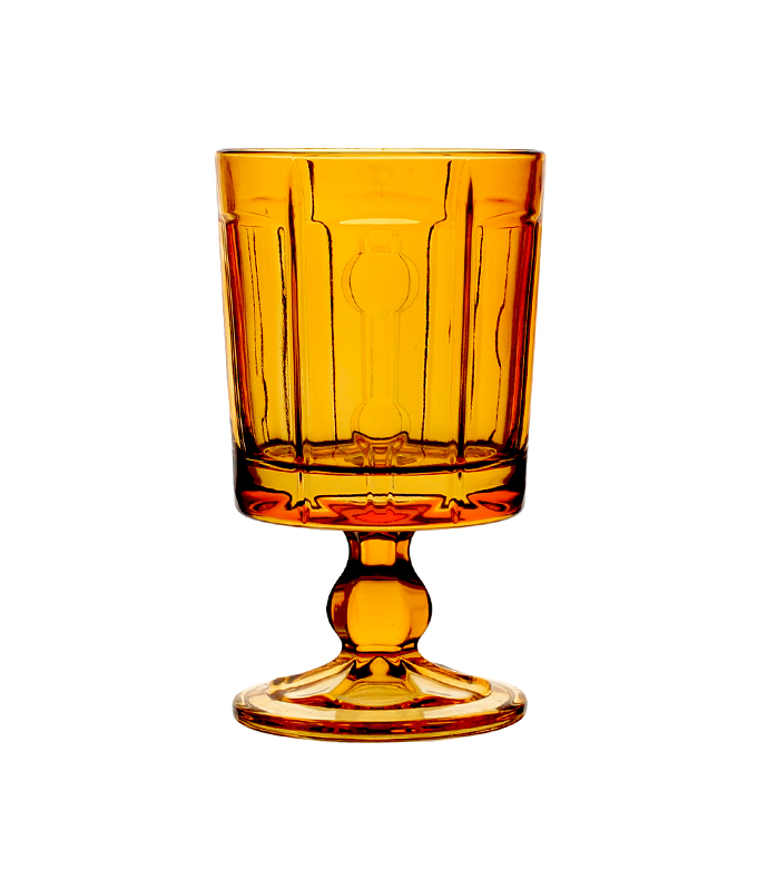 Irena Berlin Crystal Footed Votive 300ml orange - set of 2