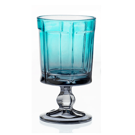 Irena Hamburg Crystal Footed Votive 300ml turquoise & grey - set of 2