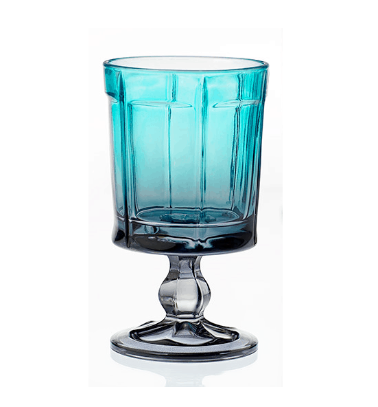 Irena Hamburg Crystal Footed Votive 300ml turquoise & grey - set of 2
