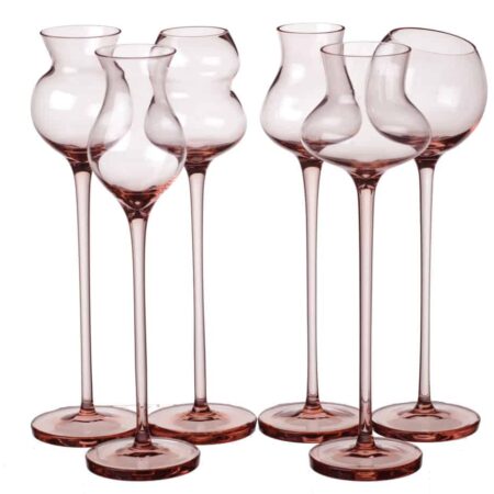CRANE CRYSTAL HAND-MADE ASSORTED TASTER CRYSTAL GLASS SET ROSE - set of 6