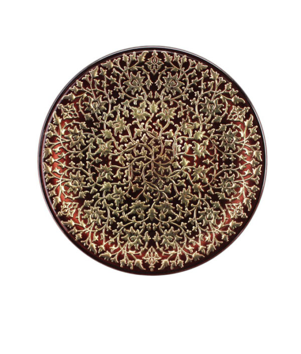Irena Shiraz Crystal Underplate 35cm - Red & Gold