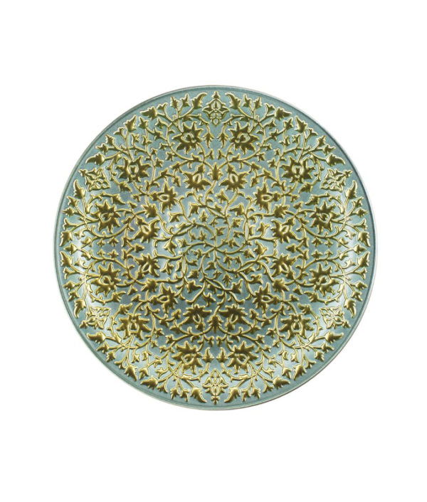 Irena Shiraz Crystal Underplate 35cm - Light Turquoise & Gold