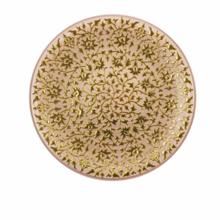 IRENA SHIRAZ CRYSTAL GLASS PLATE PINK & GOLD 35CM