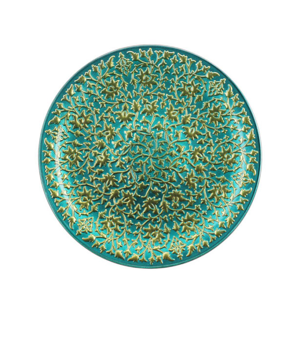 Irena Shiraz Crystal Underplate 35cm - Turquoise & Gold