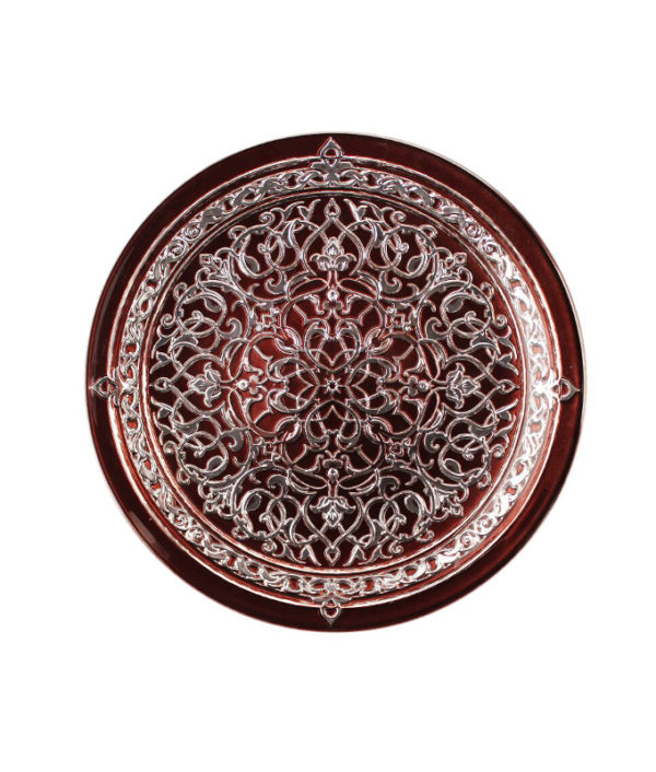 Irena Istanbul Crystal Underplate 35cm - Dark Red & Silver