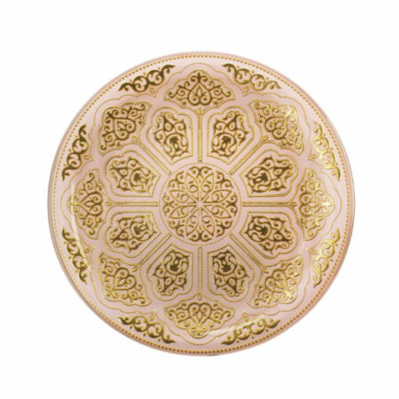 IRENA TOPKAPI CRYSTAL GLASS PLATE PINK & GOLD 35CM