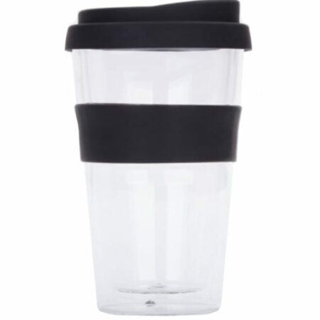 DOUBLE WALL TRAVEL MUG BLACK 360 ml