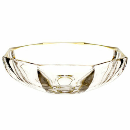 IRENA HAMBURG CRYSTAL GLASS BOWL YELLOW RIM 29CM