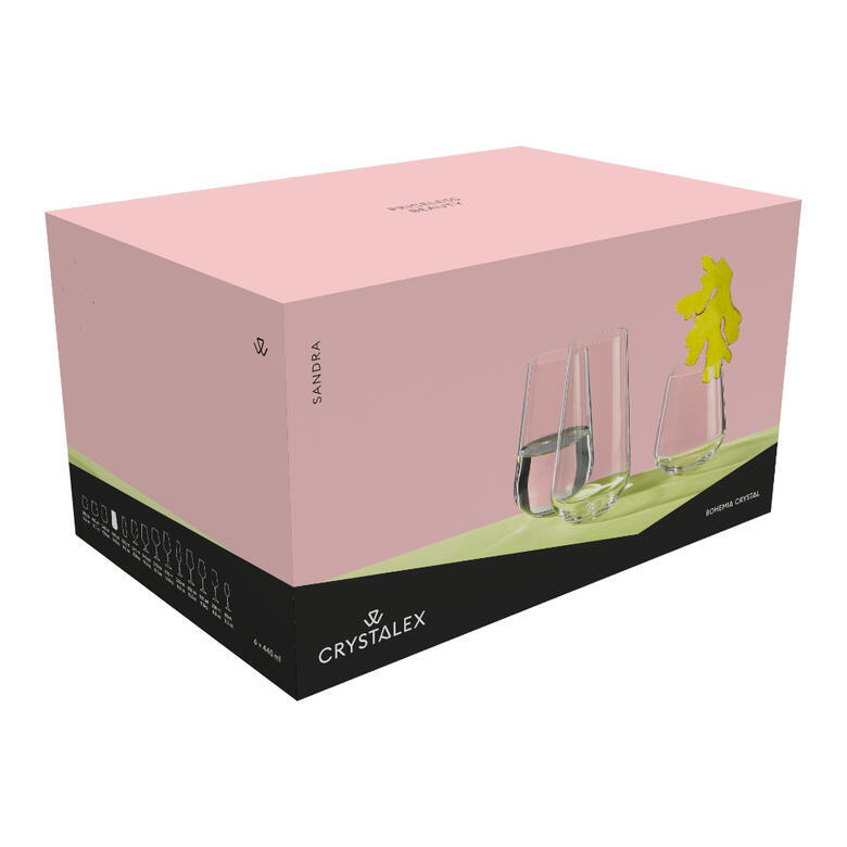 Crystalex Sandra Crystal Stemless Flute 250ml - set of 6 - Image 3