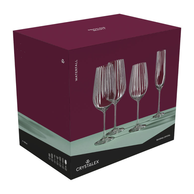 Crystalex Waterfall Crystal Red Wine 550ml - set of 6 - Image 3