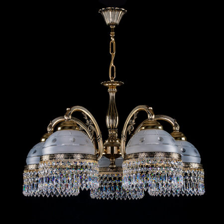 Crystal Chandelier Cassandra V Brass Antique