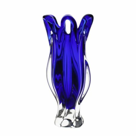 EGERMANN LARGE CRYSTAL GLASS VASE BLUE