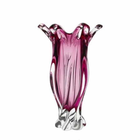 Egermann Large Crystal Glass Vase Pink