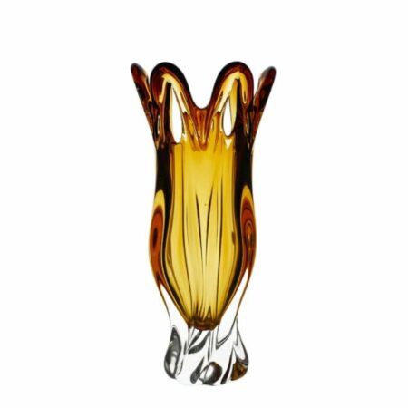 EGERMANN LARGE CRYSTAL GLASS VASE YELLOW