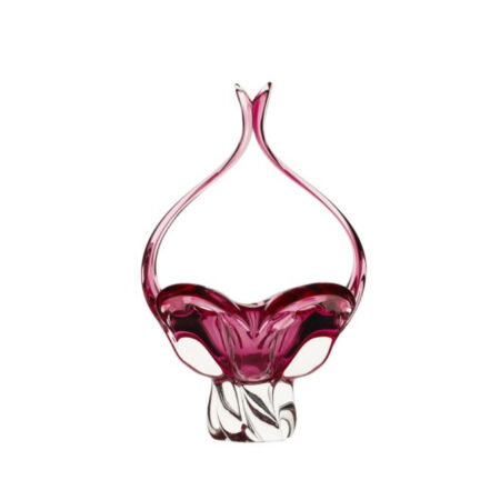 Egermann Large Crystal Glass Basket Pink