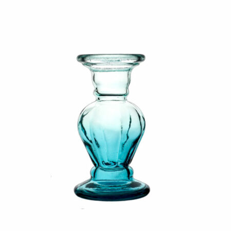 SAN MIGUEL ANADIR RECYCLED GLASS CANDLE HOLDER BLUE 20cm
