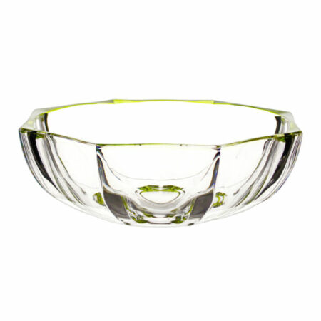 IRENA HAMBURG CRYSTAL GLASS BOWL GREEN RIM 25CM