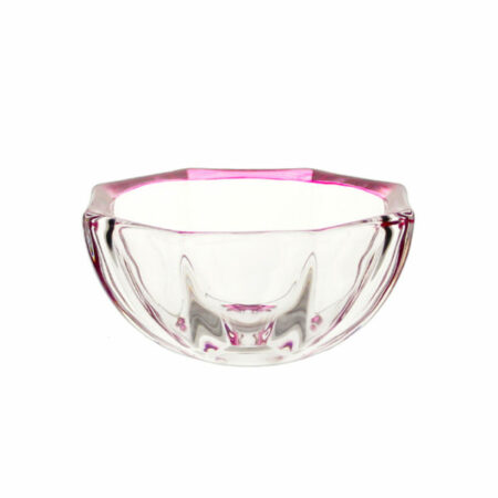 IRENA HAMBURG CRYSTAL GLASS BOWL PINK RIM 12CM