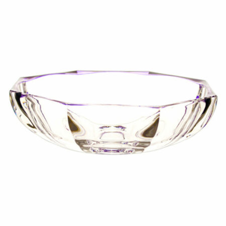 IRENA HAMBURG CRYSTAL GLASS BOWL PURPLE RIM 29CM