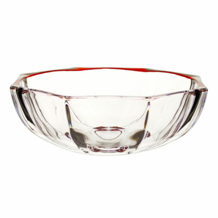 IRENA HAMBURG CRYSTAL GLASS BOWL RED RIM 25CM