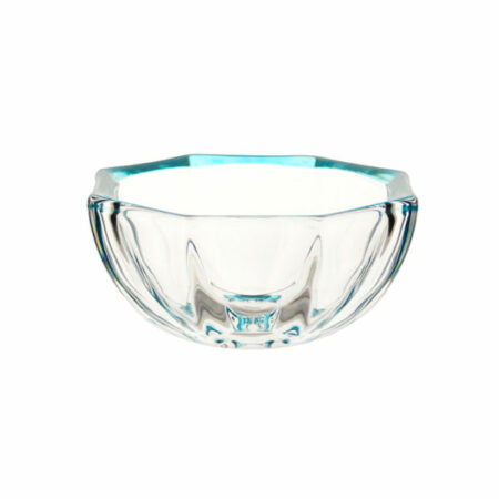 IRENA HAMBURG CRYSTAL GLASS BOWL TURQUOISE RIM 12CM