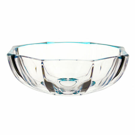 IRENA HAMBURG CRYSTAL GLASS BOWL TURQUOISE RIM 25CM