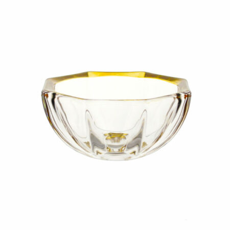 IRENA HAMBURG CRYSTAL GLASS BOWL YELLOW RIM 12CM