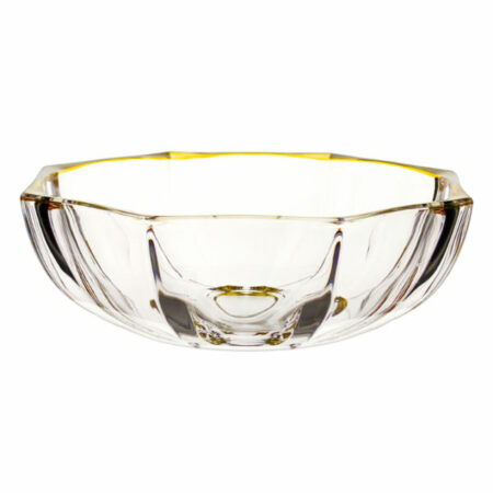 IRENA HAMBURG CRYSTAL GLASS BOWL YELLOW RIM 25CM