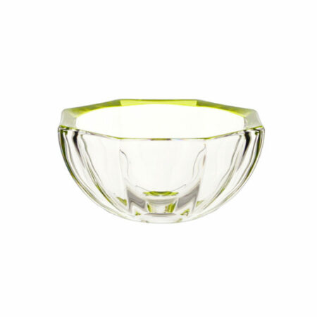 IRENA HAMBURG CRYSTAL GLASS BOWL GREEN RIM 12CM