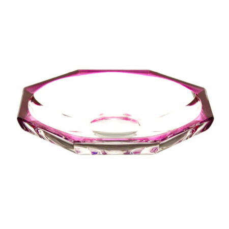 IRENA HAMBURG CRYSTAL GLASS PLATE PINK RIM 19CM