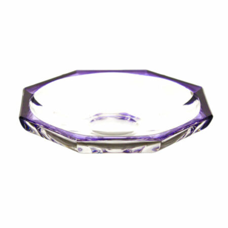 IRENA HAMBURG CRYSTAL GLASS PLATE PURPLE RIM 19CM