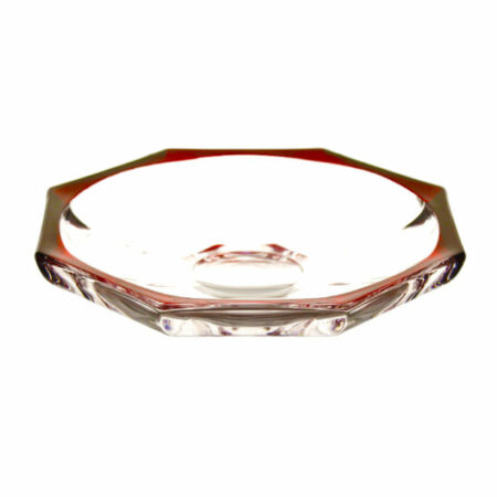 IRENA HAMBURG CRYSTAL GLASS PLATE RED RIM 19CM