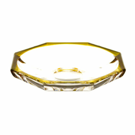 IRENA HAMBURG CRYSTAL GLASS PLATE YELLOW RIM 19CM