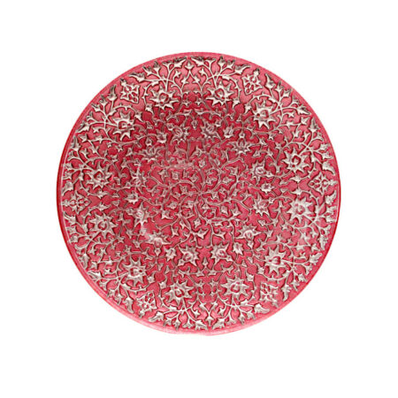 IRENA SHIRAZ CRYSTAL GLASS PLATE PINK & SILVER 18CM