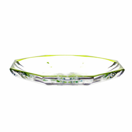 IRENA HAMBURG CRYSTAL GLASS PLATE GREEN RIM 29.5CM