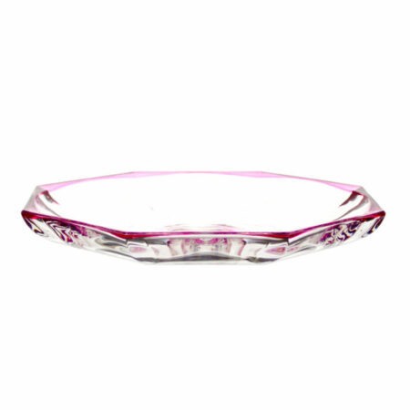 IRENA HAMBURG CRYSTAL GLASS PLATE PINK RIM 29.5CM