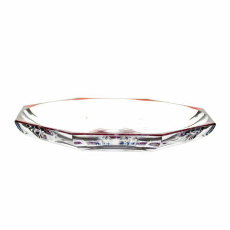 IRENA HAMBURG CRYSTAL GLASS PLATE RED RIM 29.5CM