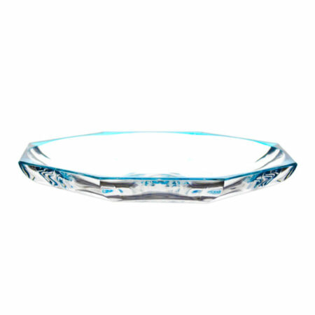 IRENA HAMBURG CRYSTAL GLASS PLATE TURQUOISE RIM 29.5CM