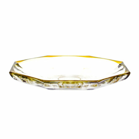 IRENA HAMBURG CRYSTAL GLASS PLATE YELLOW RIM 29.5CM