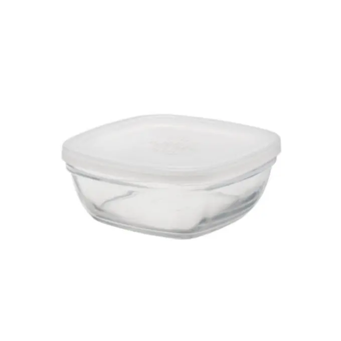 Duralex Freshbox Temp Glass Square Storage Container with frosted lid 150ml/9cm