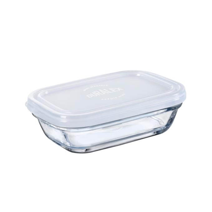 Duralex Freshbox Temp Glass Rectangular Storage Container with frosted lid 400ml